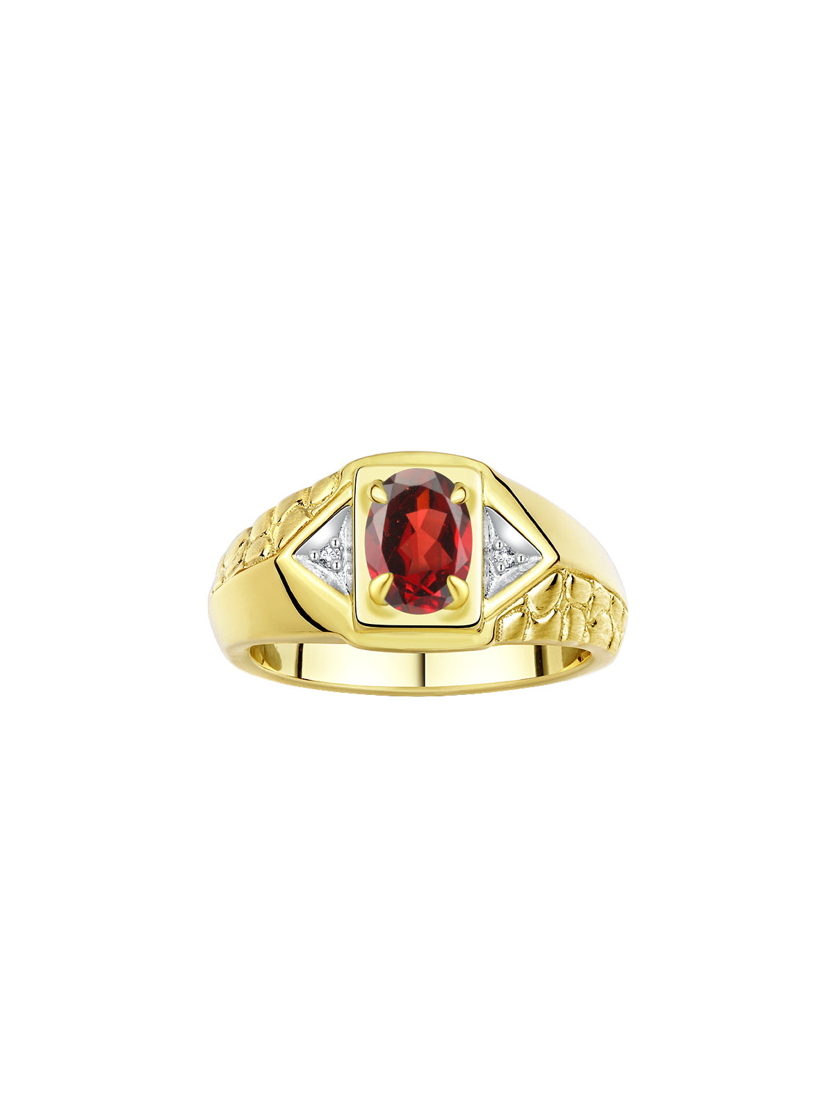 RYLOS Men's 14K Yellow Gold Classic Designer Ring - 7X5MM Oval Gemstone & Sparkling Diamond - Birthstone Rings for Men - Available in Sizes 8 to 14