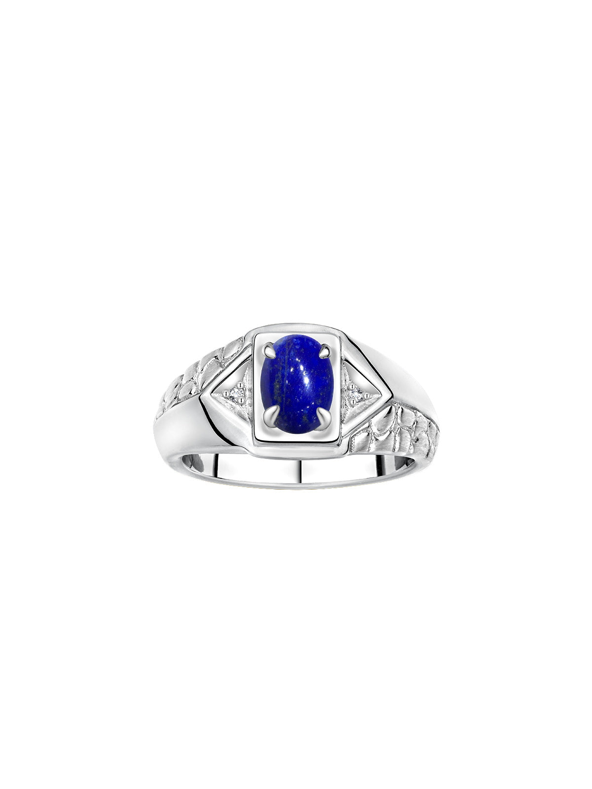RYLOS Men's Sterling Silver Classic Designer Ring - 7X5MM Oval Gemstone & Sparkling Diamond - Birthstone Rings for Men - Available in Sizes 8 to 13