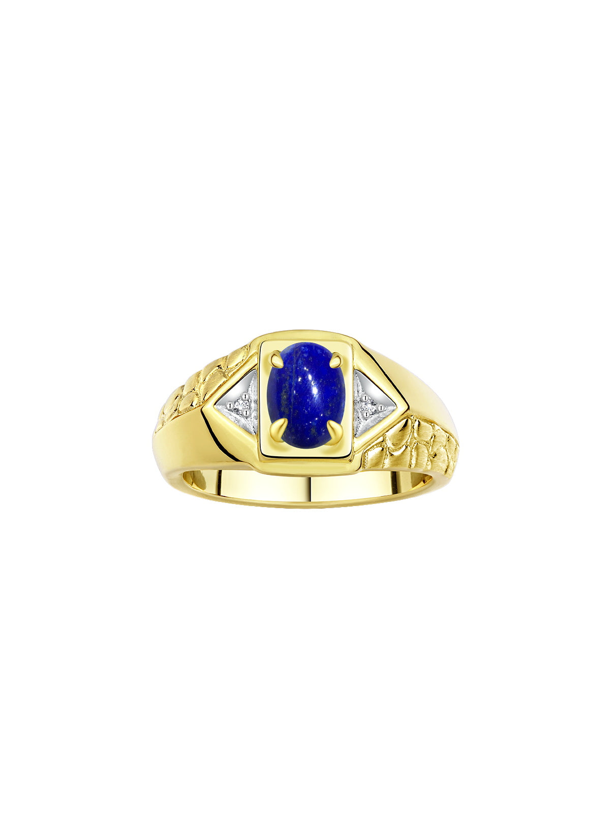 RYLOS Men's 14K Yellow Gold Classic Designer Ring - 7X5MM Oval Gemstone & Sparkling Diamond - Birthstone Rings for Men - Available in Sizes 8 to 14
