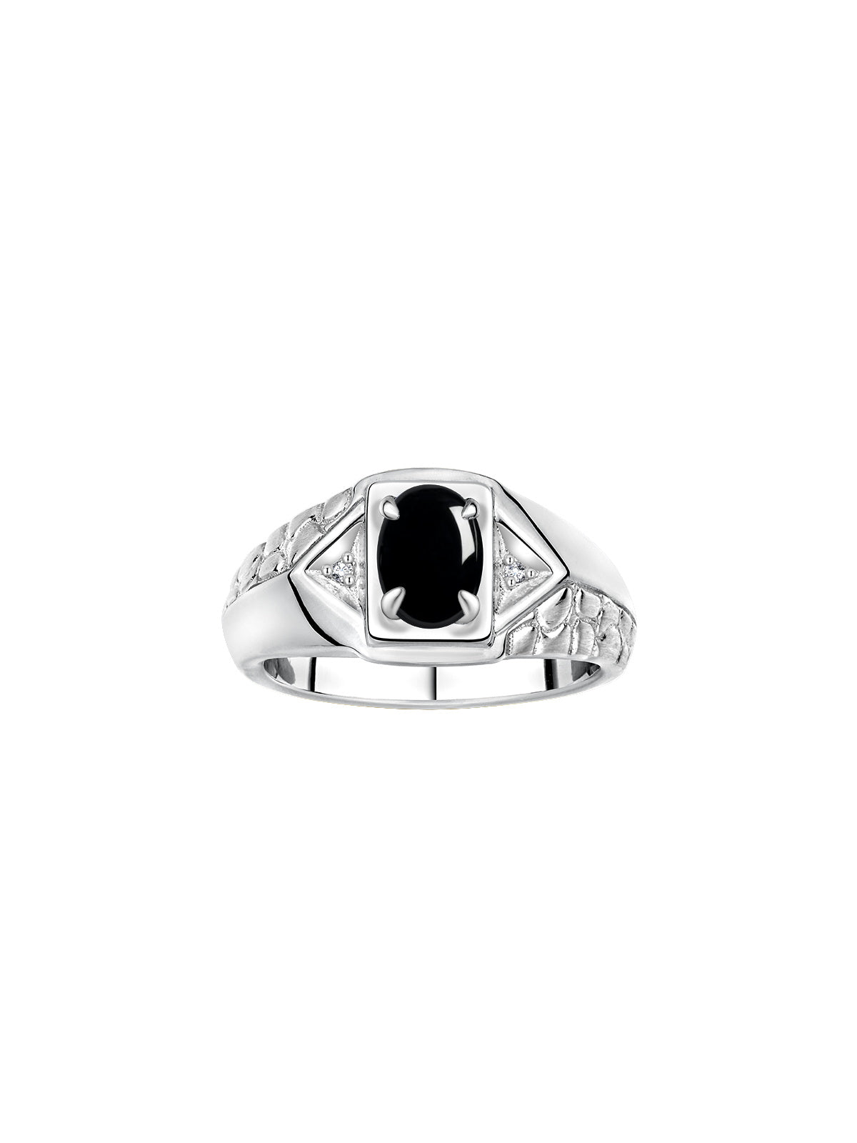 RYLOS Men's Sterling Silver Classic Designer Ring - 7X5MM Oval Gemstone & Sparkling Diamond - Birthstone Rings for Men - Available in Sizes 8 to 13