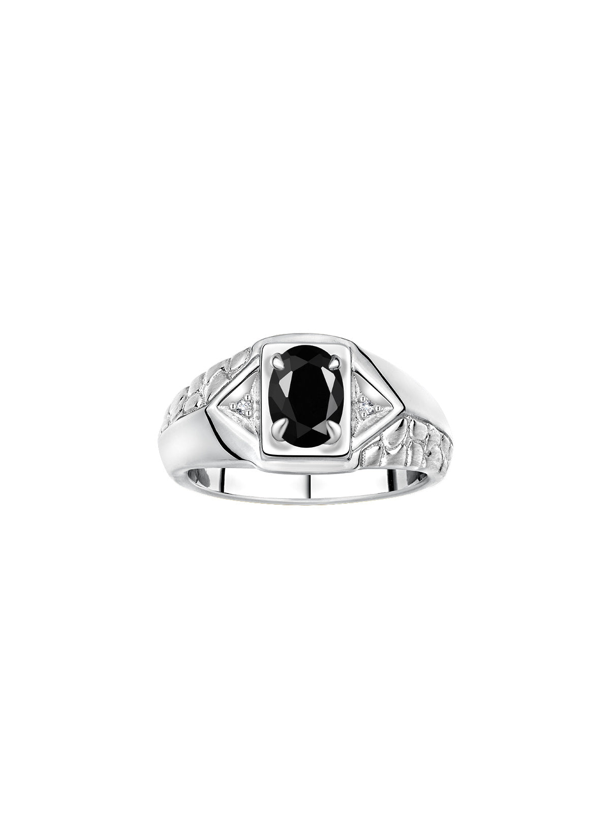 RYLOS Men's Sterling Silver Classic Designer Ring - 7X5MM Oval Gemstone & Sparkling Diamond - Birthstone Rings for Men - Available in Sizes 8 to 13
