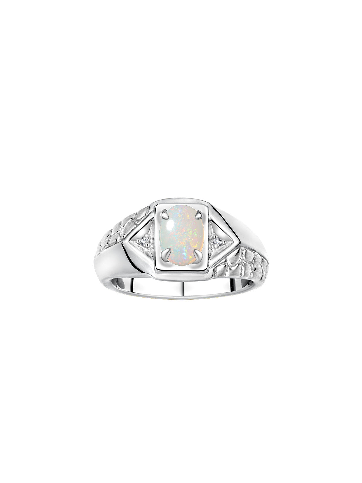 RYLOS Men's Sterling Silver Classic Designer Ring - 7X5MM Oval Gemstone & Sparkling Diamond - Birthstone Rings for Men - Available in Sizes 8 to 13
