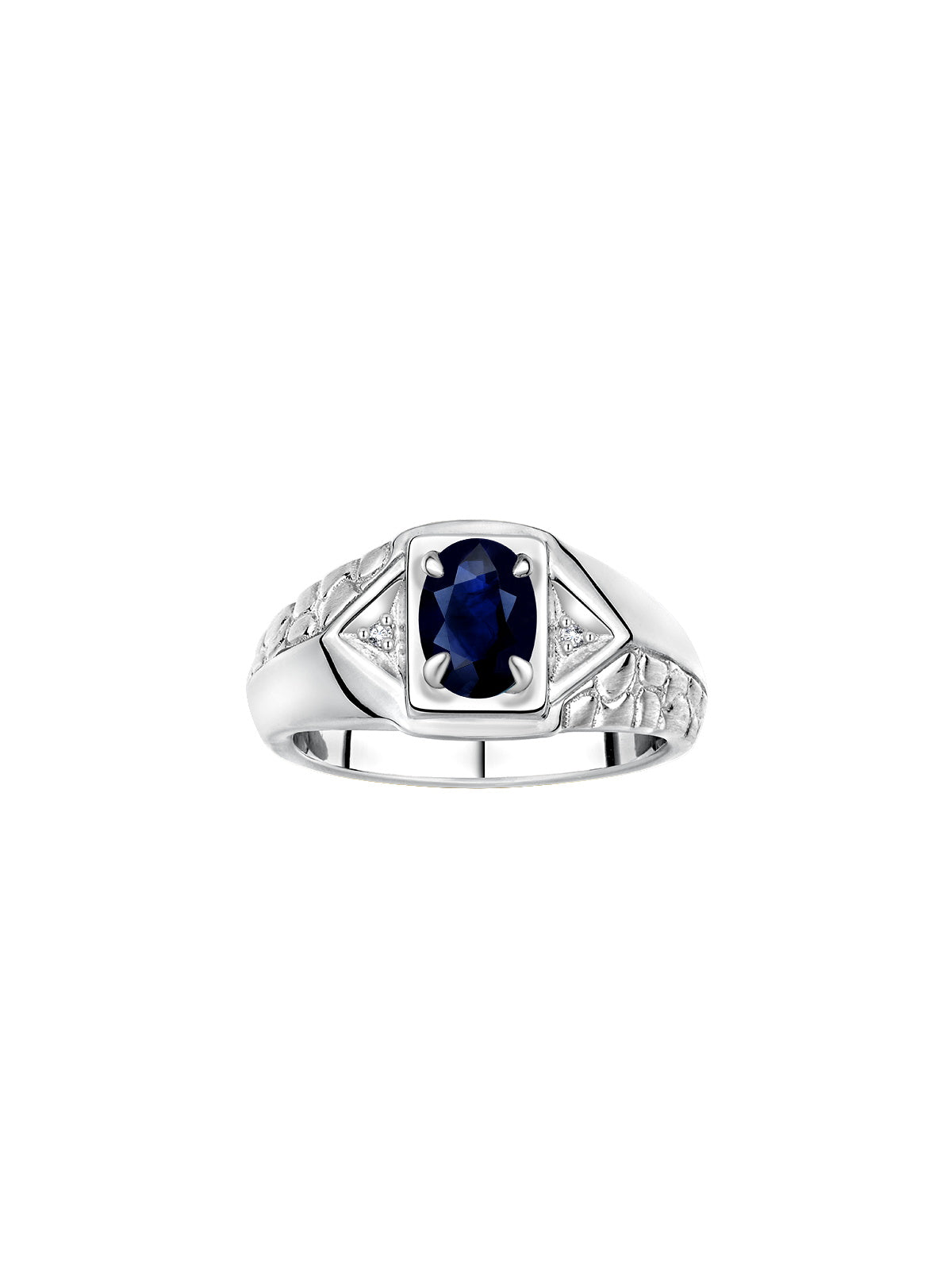 RYLOS Men's Sterling Silver Classic Designer Ring - 7X5MM Oval Gemstone & Sparkling Diamond - Birthstone Rings for Men - Available in Sizes 8 to 13