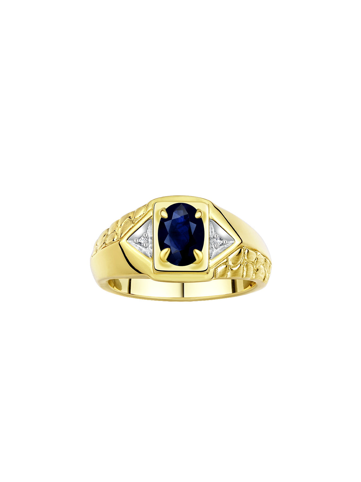 RYLOS Men's 14K Yellow Gold Classic Designer Ring - 7X5MM Oval Gemstone & Sparkling Diamond - Birthstone Rings for Men - Available in Sizes 8 to 14