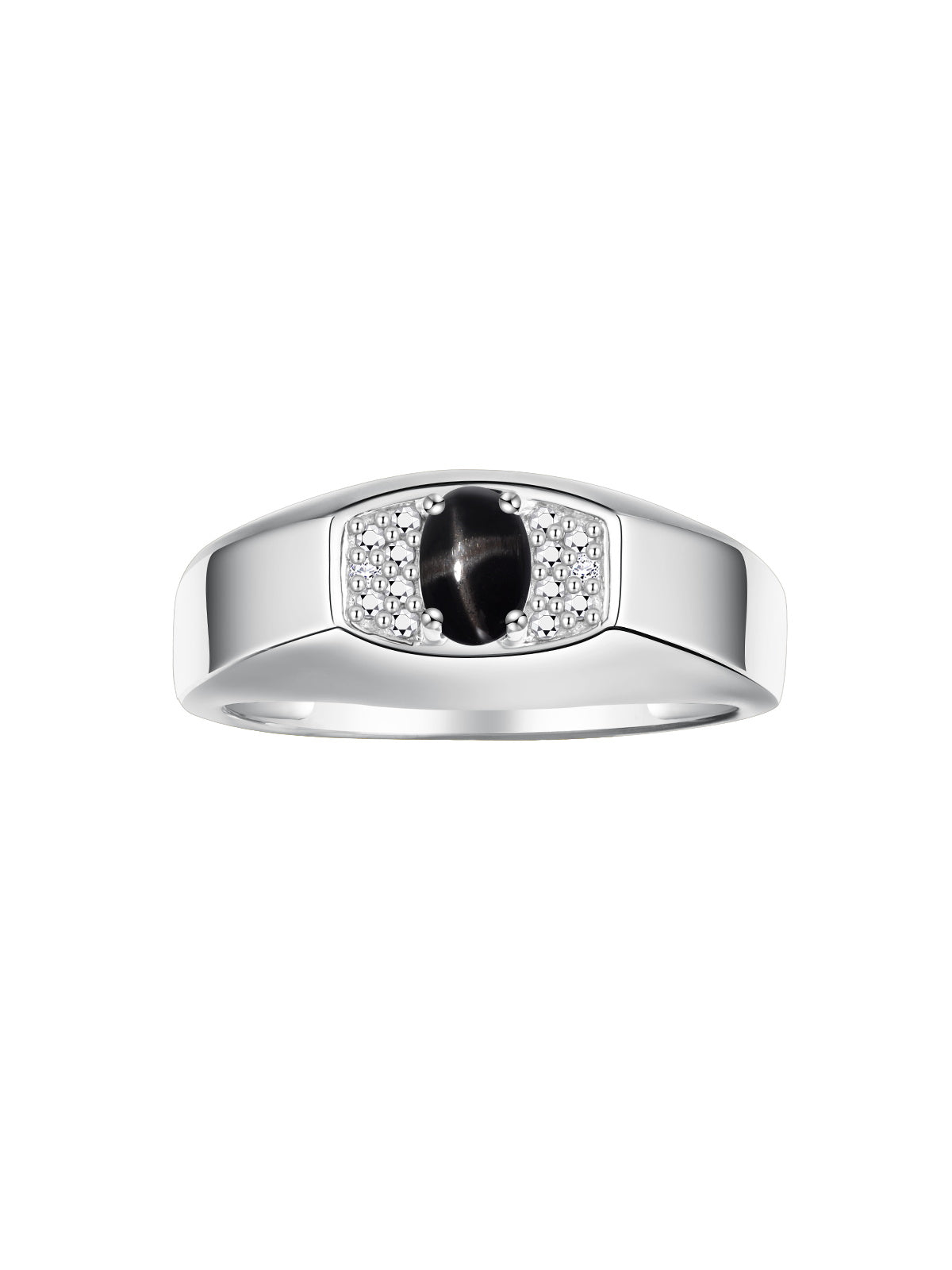 RYLOS Men's Sterling Silver Classic Designer Ring - 6X4MM Oval Gemstone & Sparkling Diamond - Birthstone Rings for Men - Available in Sizes 8 to 13