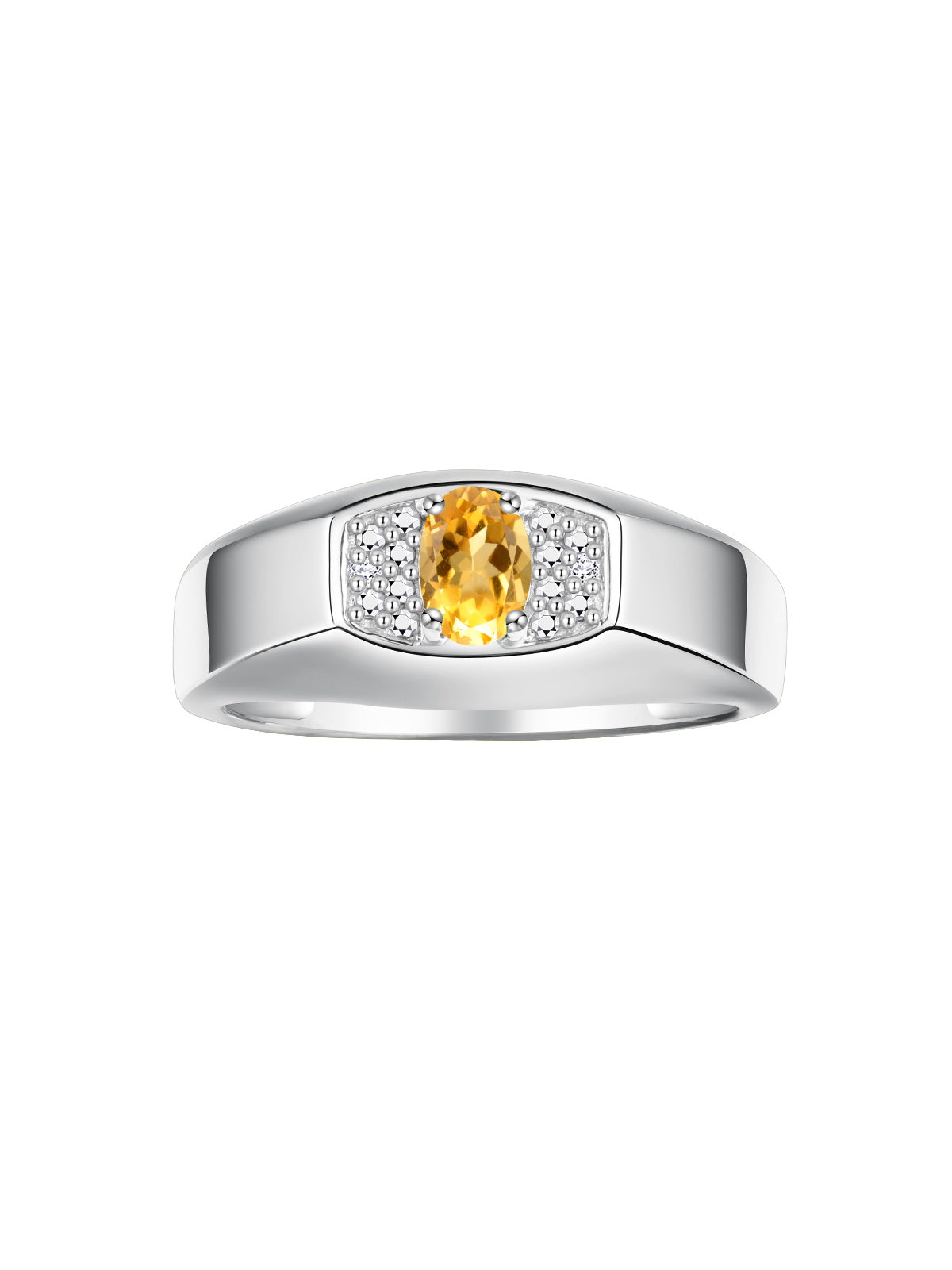 RYLOS Men's Sterling Silver Classic Designer Ring - 6X4MM Oval Gemstone & Sparkling Diamond - Birthstone Rings for Men - Available in Sizes 8 to 13