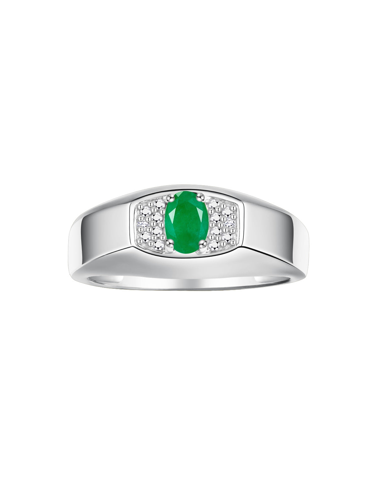 RYLOS Men's Sterling Silver Classic Designer Ring - 6X4MM Oval Gemstone & Sparkling Diamond - Birthstone Rings for Men - Available in Sizes 8 to 13