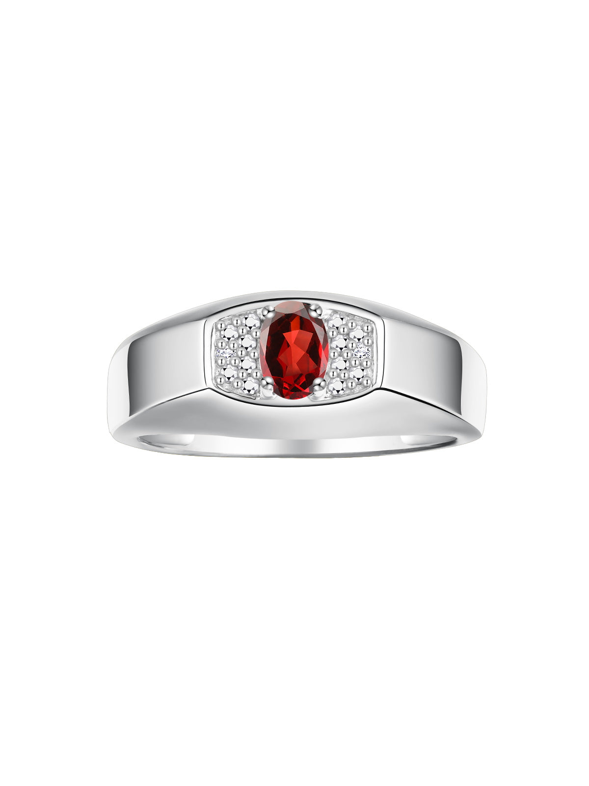 RYLOS Men's 14K White Gold Classic Designer Ring - 6X4MM Oval Gemstone & Sparkling Diamond - Birthstone Rings for Men - Available in Sizes 8 to 13