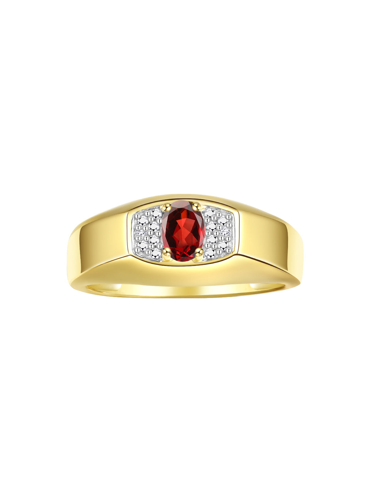 RYLOS Men's 14K Yellow Gold Classic Designer Ring - 6X4MM Oval Gemstone & Sparkling Diamond - Birthstone Rings for Men - Available in Sizes 8 to 13