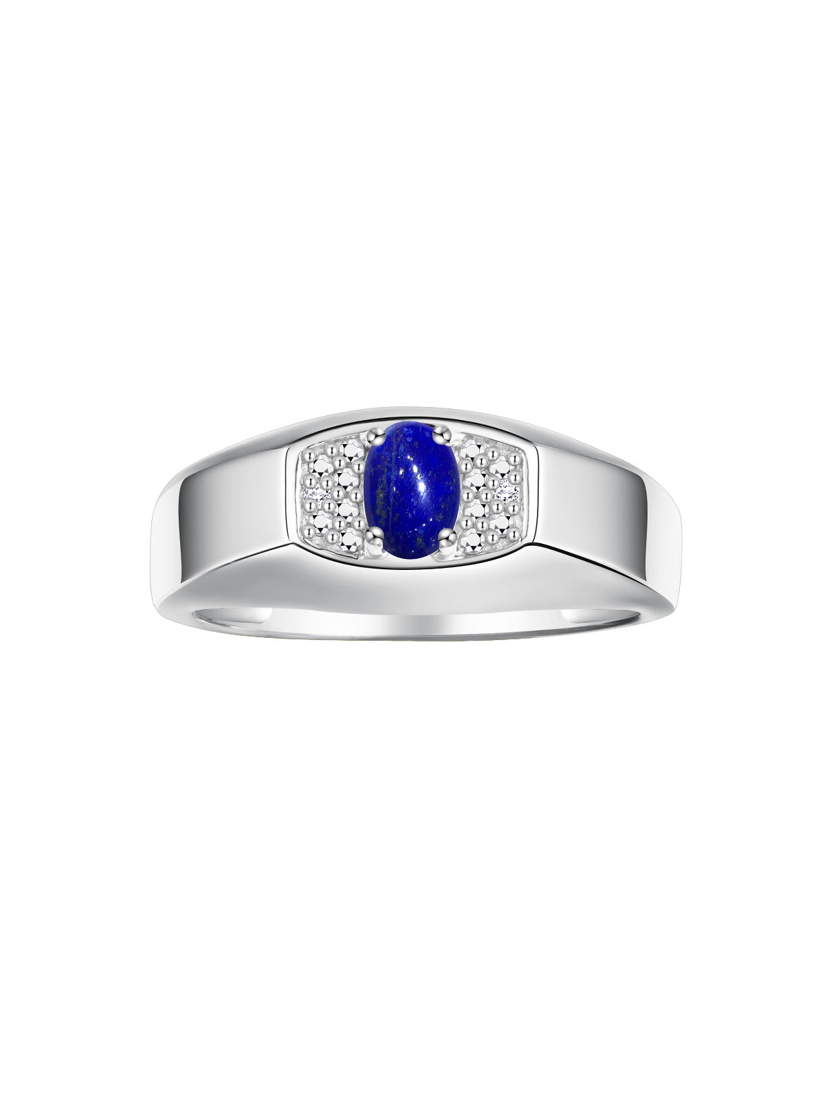 RYLOS Men's Sterling Silver Classic Designer Ring - 6X4MM Oval Gemstone & Sparkling Diamond - Birthstone Rings for Men - Available in Sizes 8 to 13