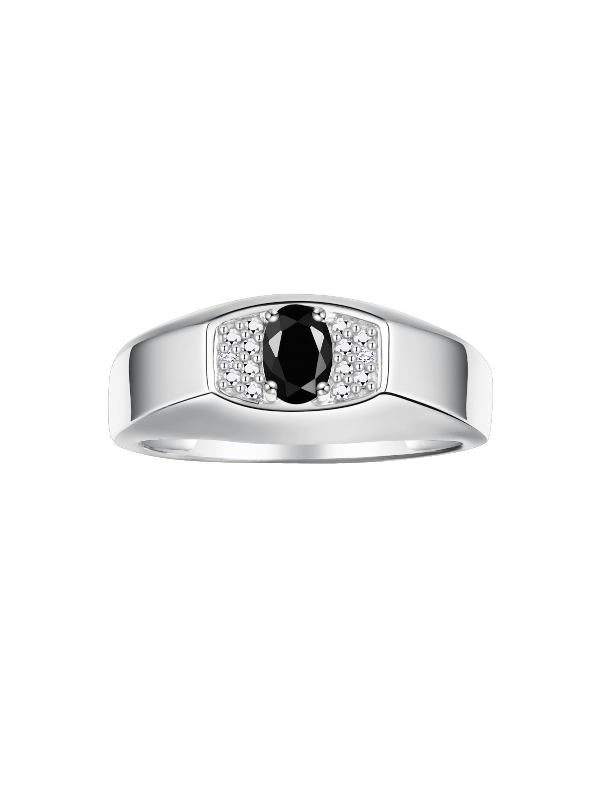 RYLOS Men's Sterling Silver Classic Designer Ring - 6X4MM Oval Gemstone & Sparkling Diamond - Birthstone Rings for Men - Available in Sizes 8 to 13