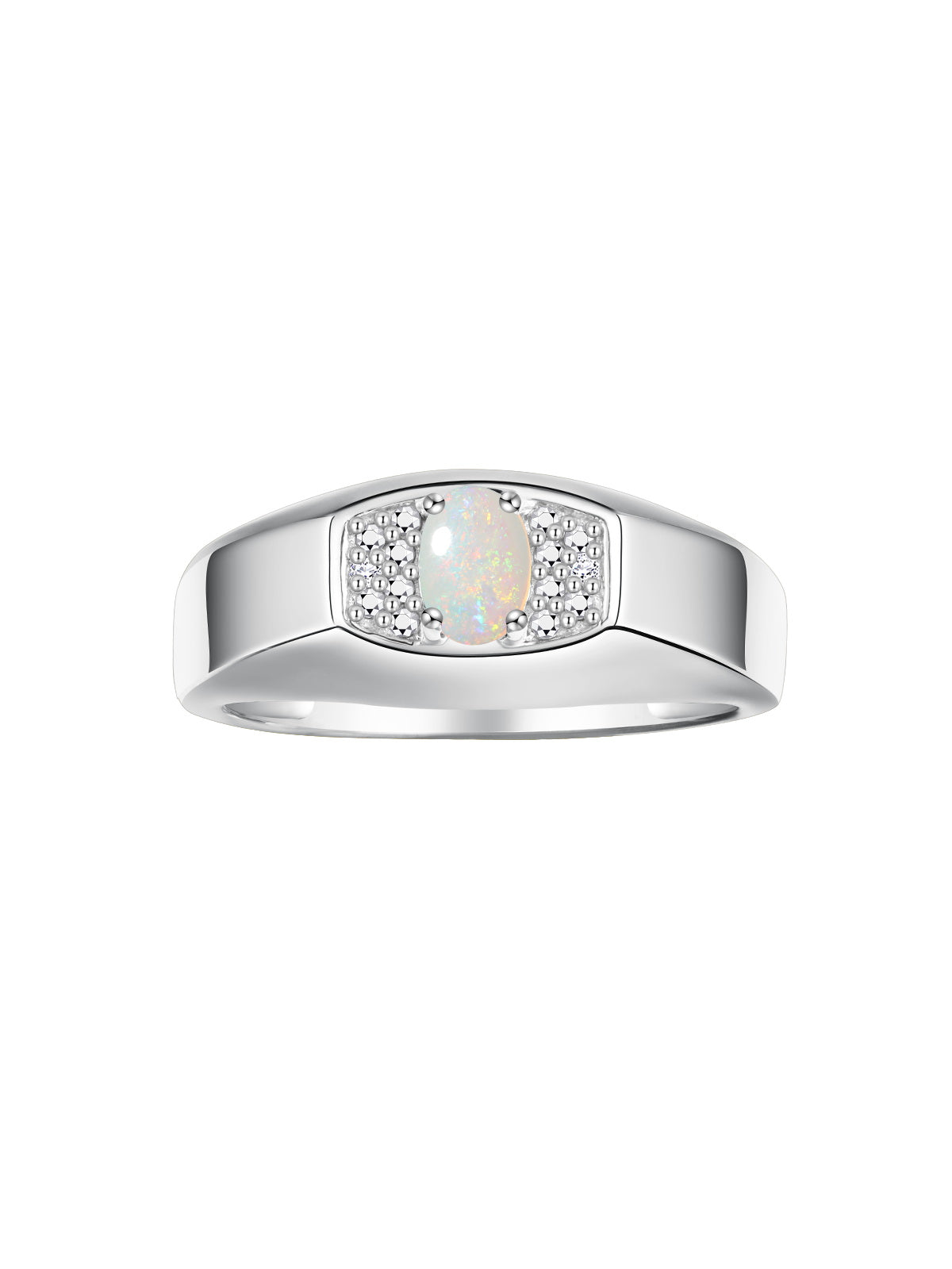 RYLOS Men's Sterling Silver Classic Designer Ring - 6X4MM Oval Gemstone & Sparkling Diamond - Birthstone Rings for Men - Available in Sizes 8 to 13