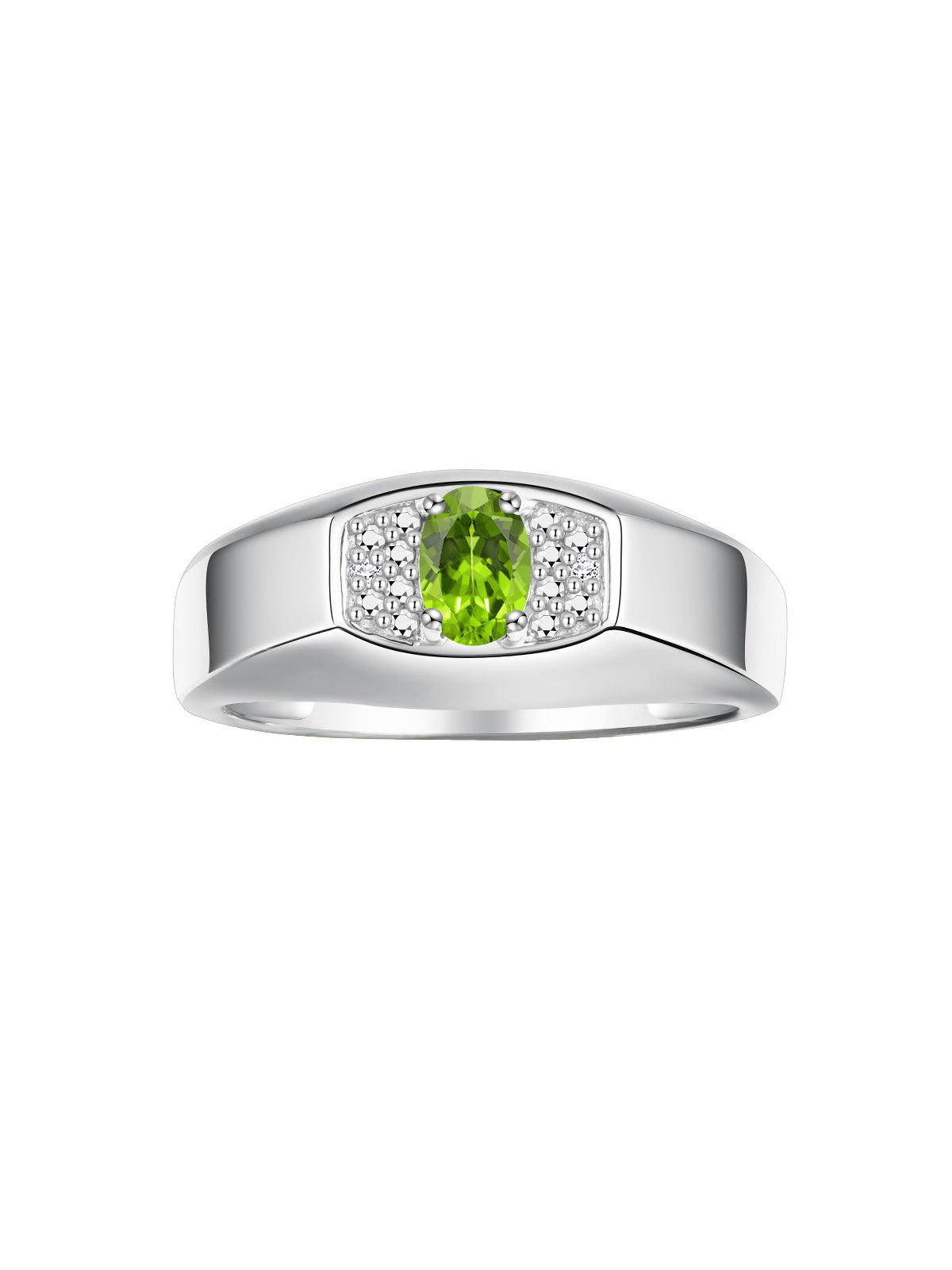 RYLOS Men's Sterling Silver Classic Designer Ring - 6X4MM Oval Gemstone & Sparkling Diamond - Birthstone Rings for Men - Available in Sizes 8 to 13