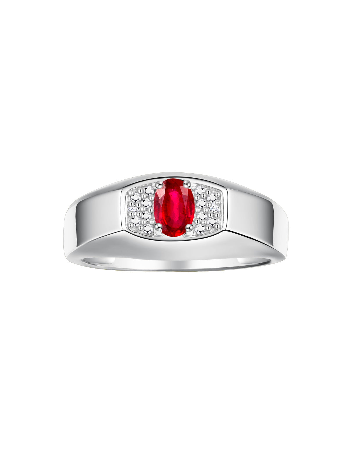RYLOS Men's 14K White Gold Classic Designer Ring - 6X4MM Oval Gemstone & Sparkling Diamond - Birthstone Rings for Men - Available in Sizes 8 to 13