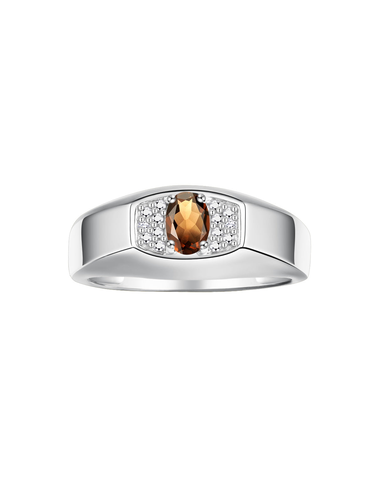 RYLOS Men's 14K White Gold Classic Designer Ring - 6X4MM Oval Gemstone & Sparkling Diamond - Birthstone Rings for Men - Available in Sizes 8 to 13