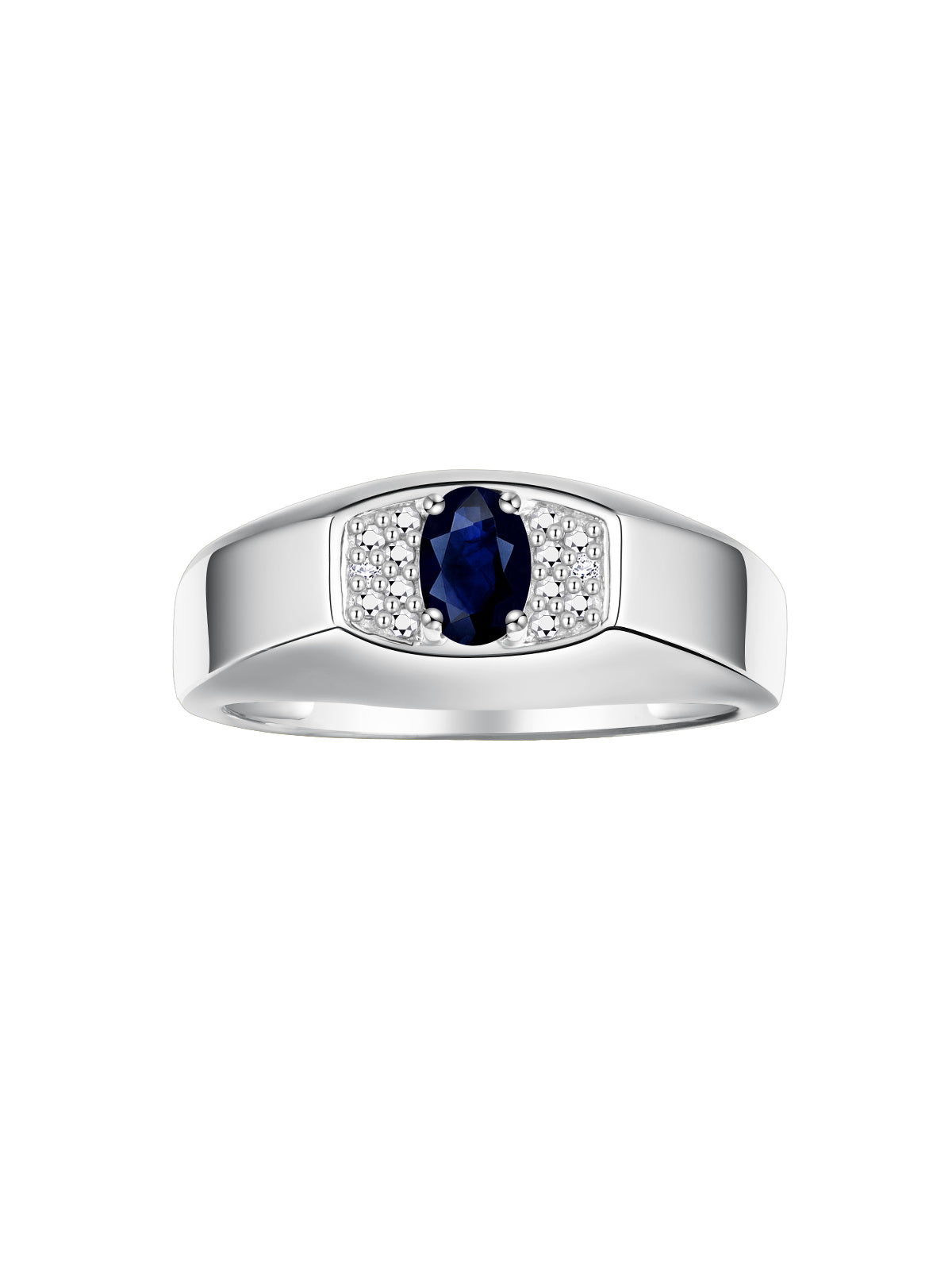 RYLOS Men's Sterling Silver Classic Designer Ring - 6X4MM Oval Gemstone & Sparkling Diamond - Birthstone Rings for Men - Available in Sizes 8 to 13