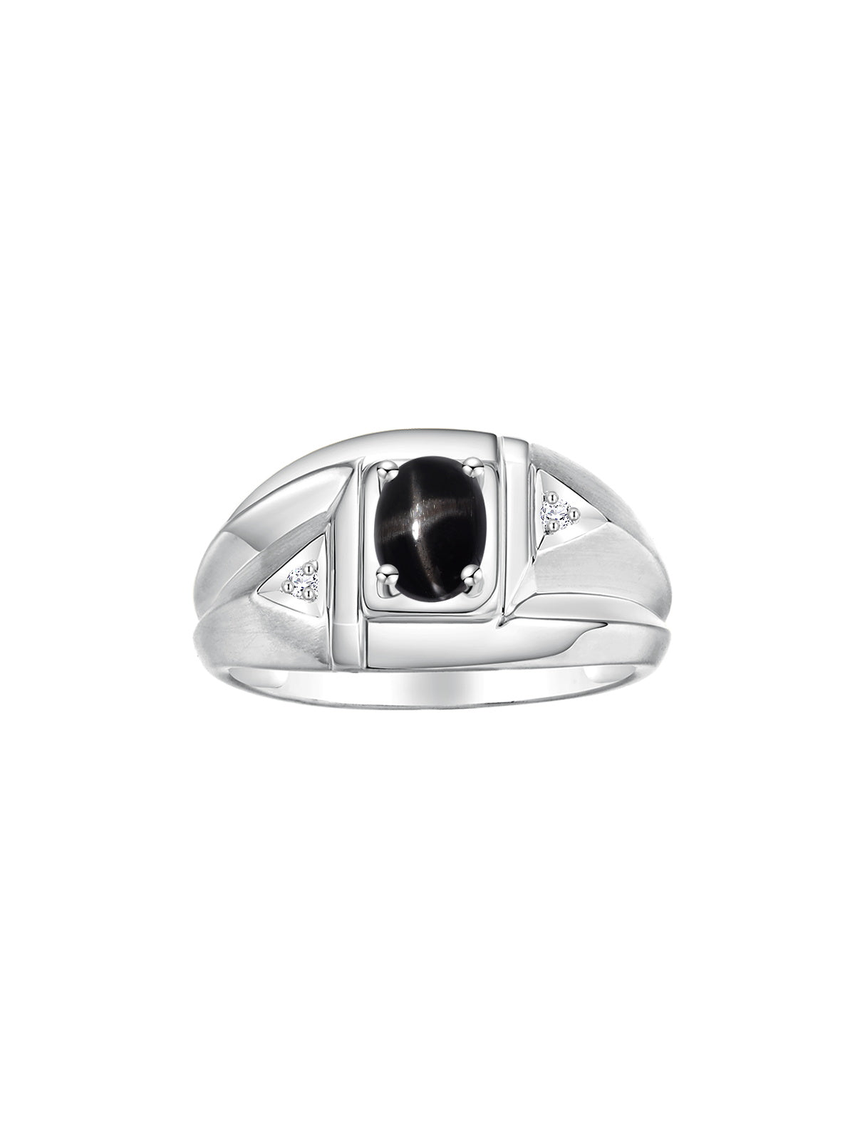 RYLOS Men's Sterling Silver Classic Designer Ring - 6X4MM Oval Gemstone & Sparkling Diamond - Birthstone Rings for Men - Available in Sizes 8 to 13