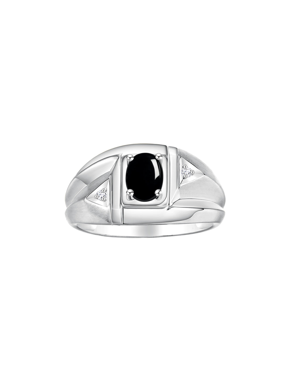 RYLOS Men's Sterling Silver Classic Designer Ring - 6X4MM Oval Gemstone & Sparkling Diamond - Birthstone Rings for Men - Available in Sizes 8 to 13