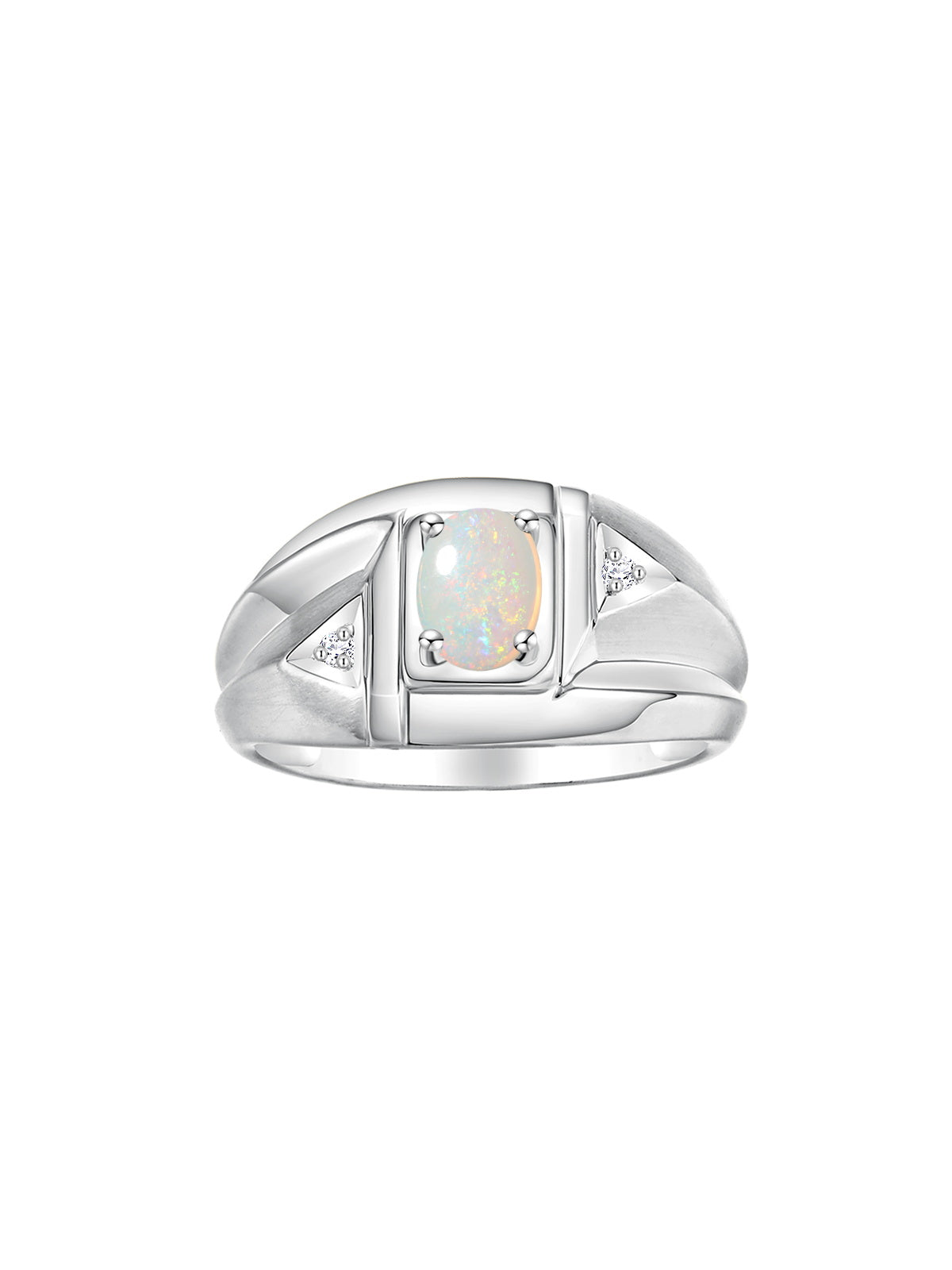 RYLOS Men's Sterling Silver Classic Designer Ring - 6X4MM Oval Gemstone & Sparkling Diamond - Birthstone Rings for Men - Available in Sizes 8 to 13