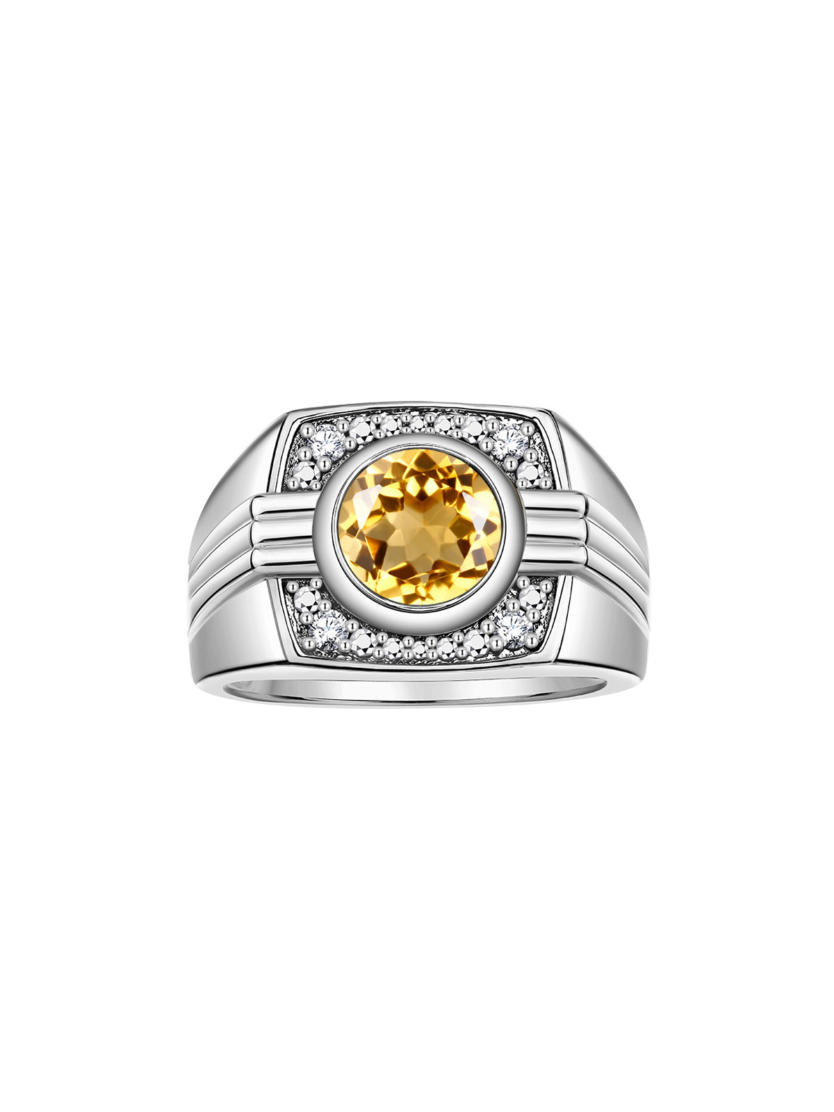 RYLOS Mens Rings 14K White Gold Designer Round Gemstone &  Sparkling Diamond Ring Color Stone Birthstone Rings For Men, Men's Rings, Gold Rings Sizes 8 - 13