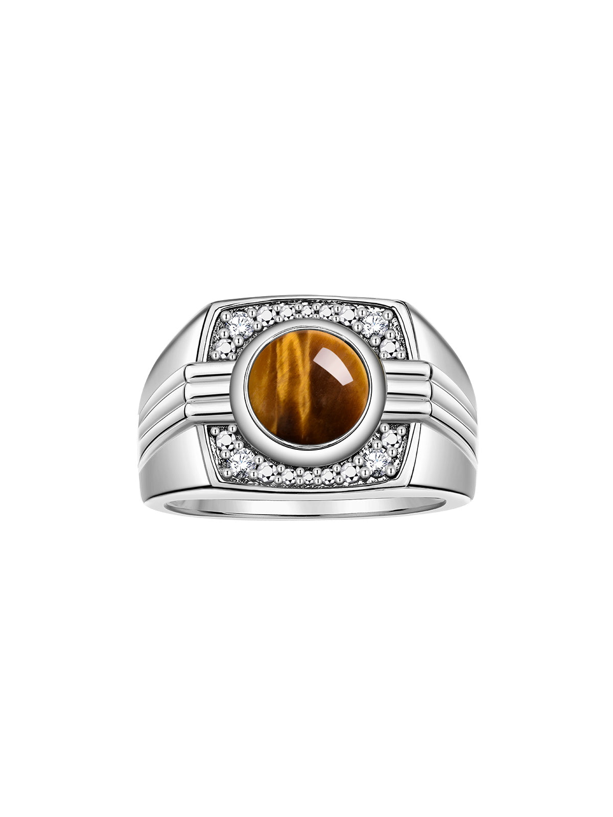 RYLOS Mens Rings 14K White Gold Designer Round Gemstone &  Sparkling Diamond Ring Color Stone Birthstone Rings For Men, Men's Rings, Gold Rings Sizes 8 - 13