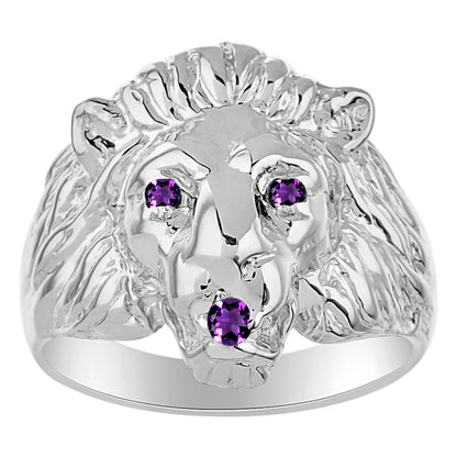 RYLOS Lion Head Ring Gemstones in Eyes & Mouth - #1 in Men's Jewelry; Conversation Starter Sizes 8-13 set in Sterling Silver