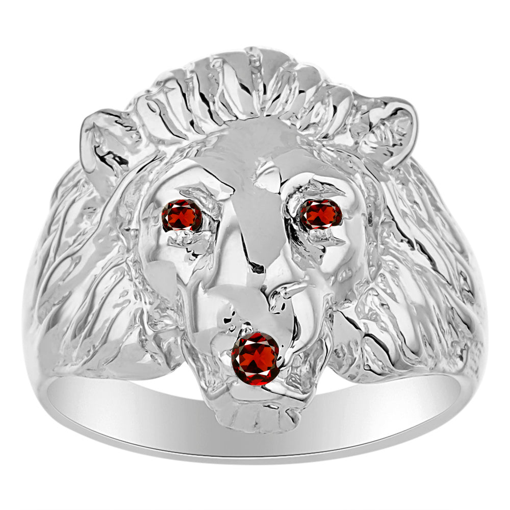 RYLOS Lion Head Ring Gemstones in Eyes & Mouth - #1 in Men's Jewelry; Conversation Starter Sizes 8-13 set in Sterling Silver