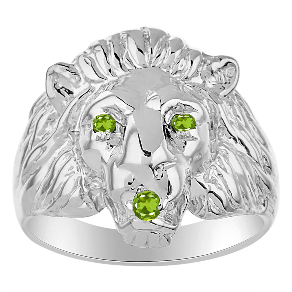 RYLOS Lion Head Ring Gemstones in Eyes & Mouth - #1 in Men's Jewelry; Conversation Starter Sizes 8-13 set in Sterling Silver