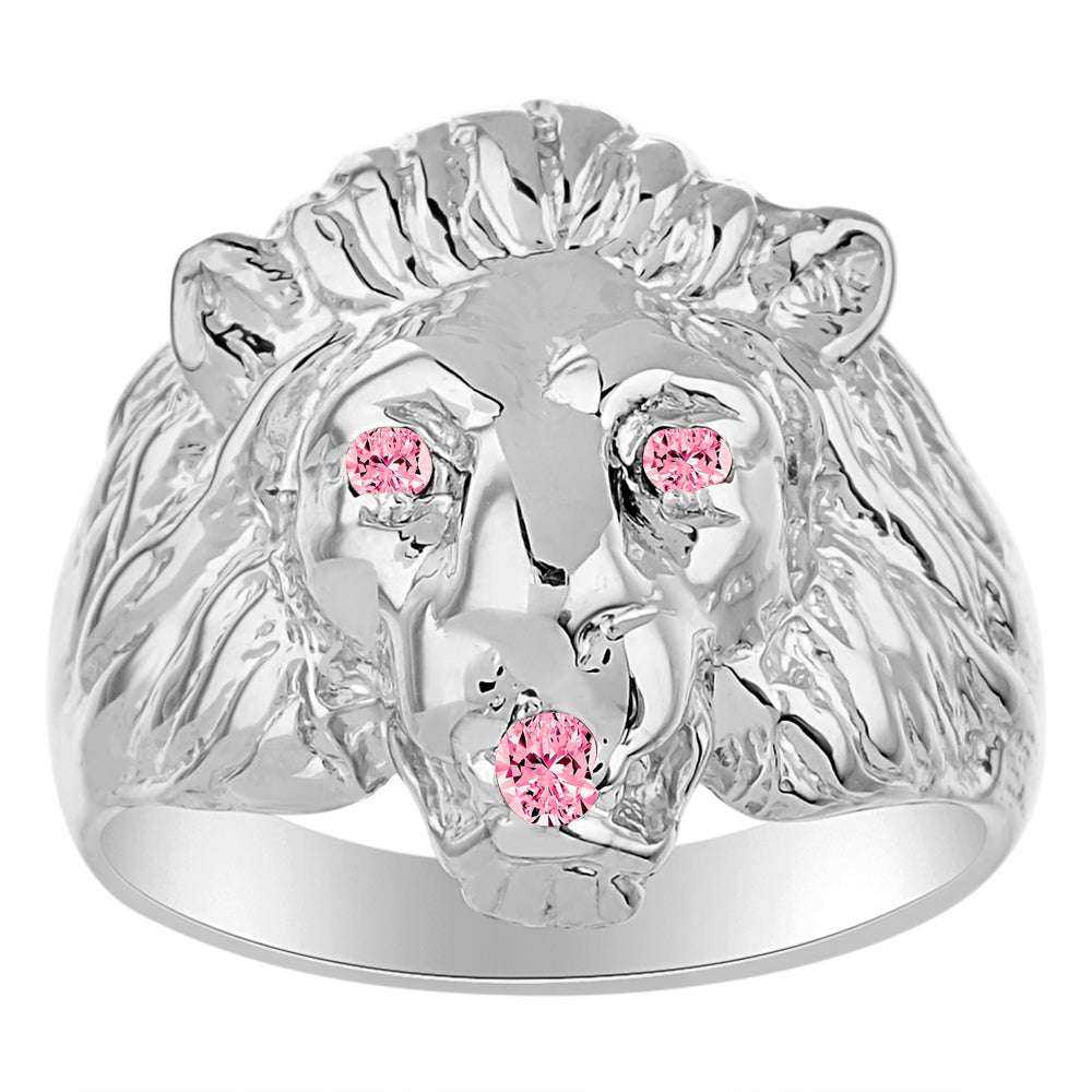 RYLOS Lion Head Ring Gemstones in Eyes & Mouth - #1 in Men's Jewelry; Conversation Starter Sizes 8-13 set in Sterling Silver