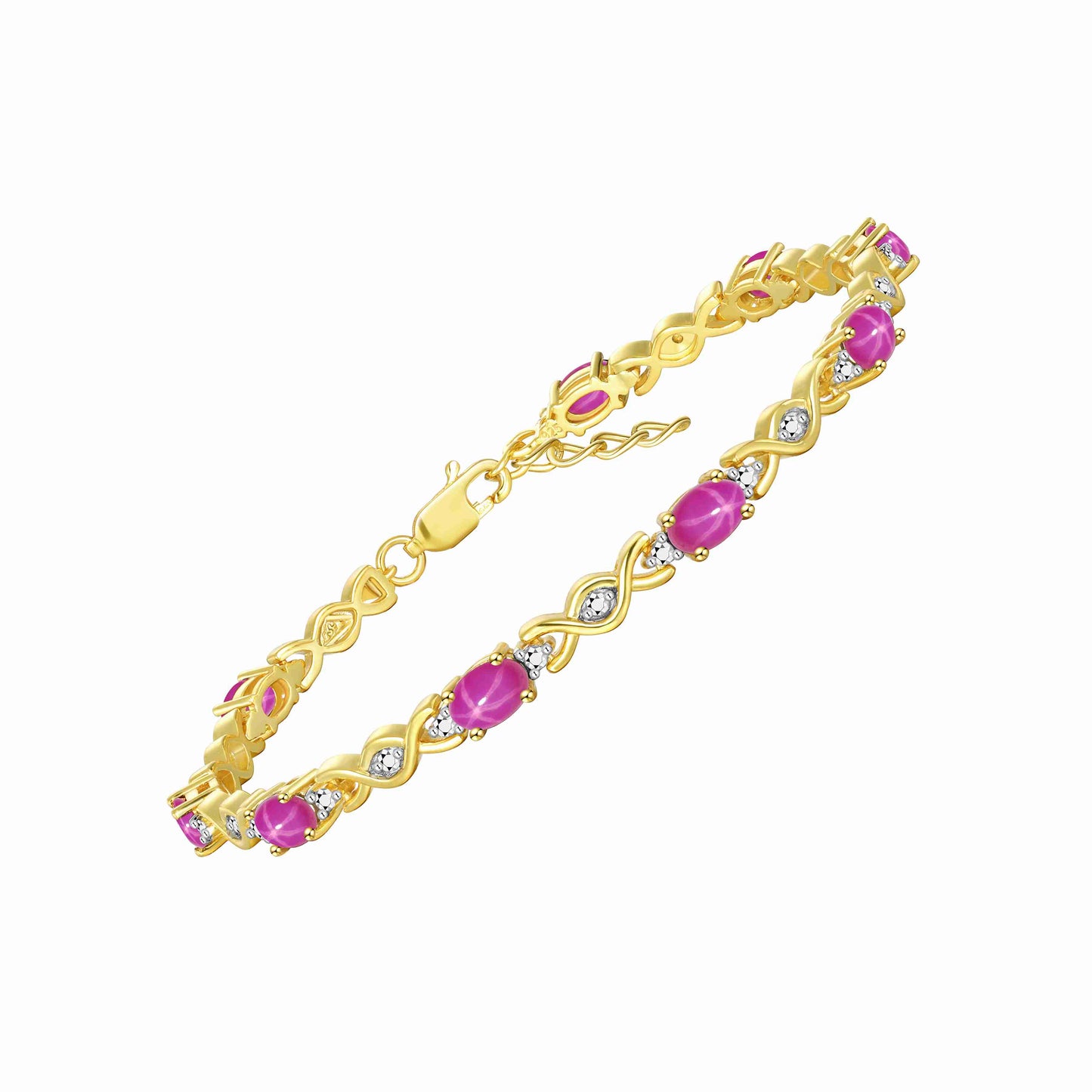RYLOS Bracelets for Women Yellow Gold Plated Silver XOXO Hugs & Kisses Tennis Bracelet Gemstone &  Diamonds Adjustable to Fit 7"-8" Wrist, 10 Gorgeous 6X4MM Jewelry for Women Friendship Bracelets