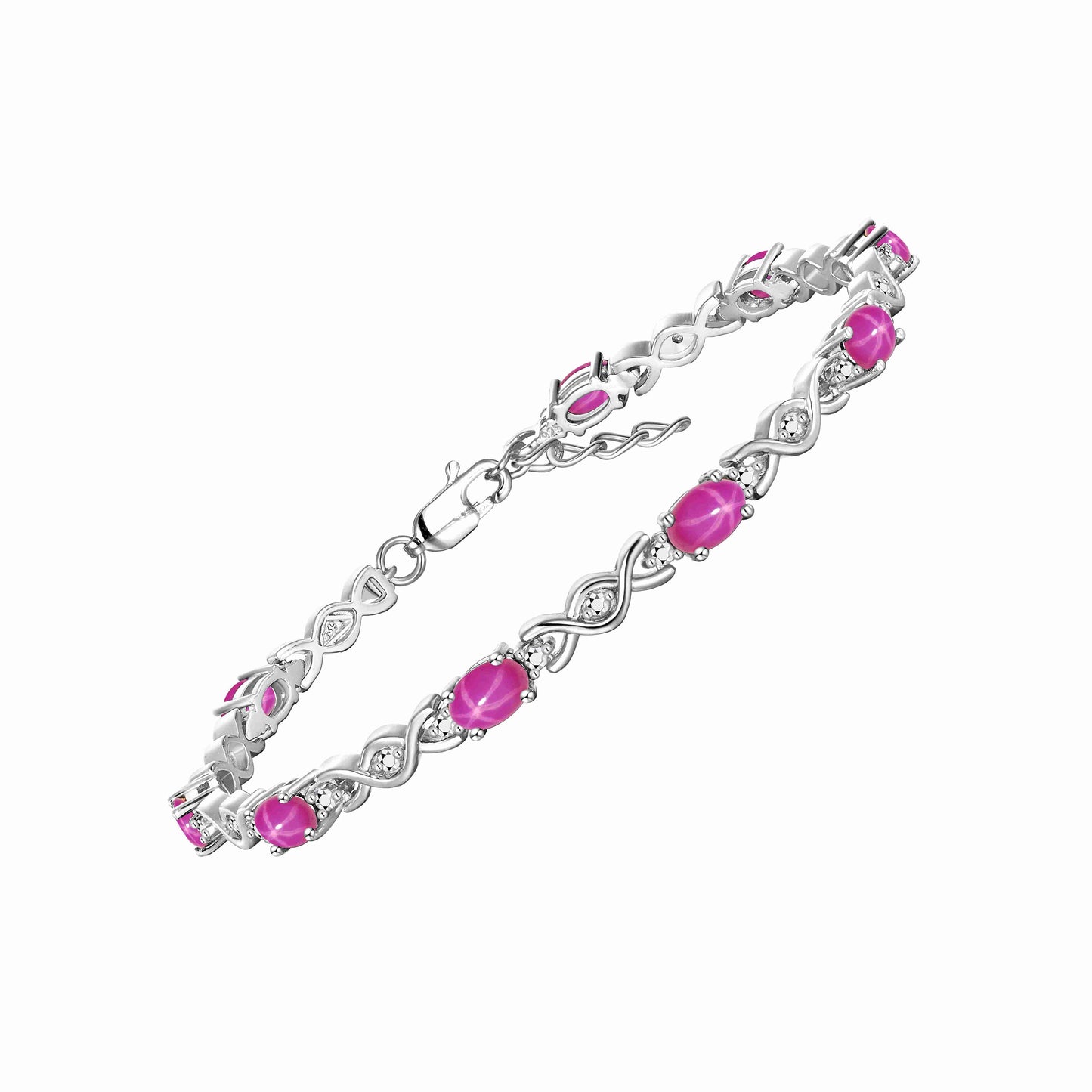 RYLOS Bracelets for Women 925 Sterling Silver XOXO Hugs & Kisses Tennis Bracelet Gemstone &  Diamonds Adjustable to Fit 7"-8" Wrist, 10 Gorgeous 6X4MM Jewelry for Women Friendship Bracelets