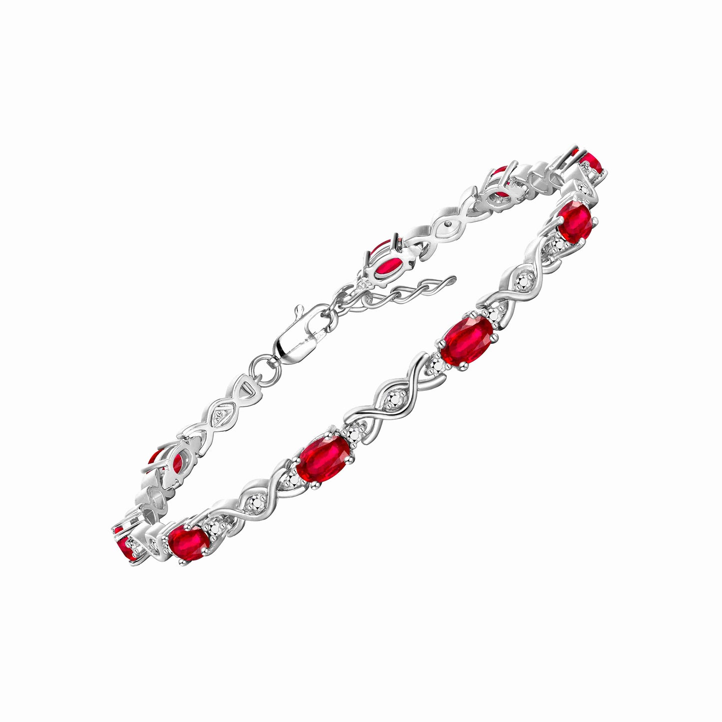 RYLOS Bracelets for Women 925 Sterling Silver XOXO Hugs & Kisses Tennis Bracelet Gemstone &  Diamonds Adjustable to Fit 7"-8" Wrist, 10 Gorgeous 6X4MM Jewelry for Women Friendship Bracelets
