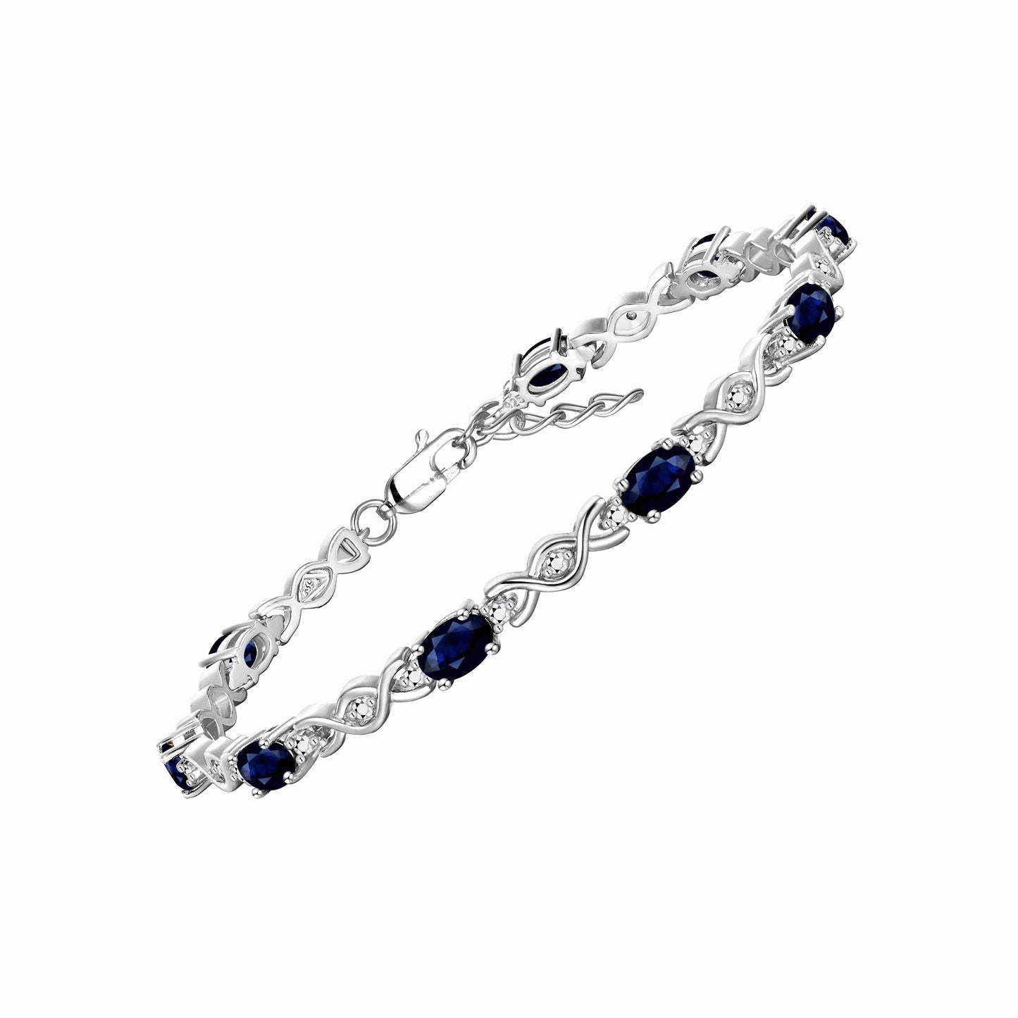 RYLOS Bracelets for Women 925 Sterling Silver XOXO Hugs & Kisses Tennis Bracelet Gemstone &  Diamonds Adjustable to Fit 7"-8" Wrist, 10 Gorgeous 6X4MM Jewelry for Women Friendship Bracelets