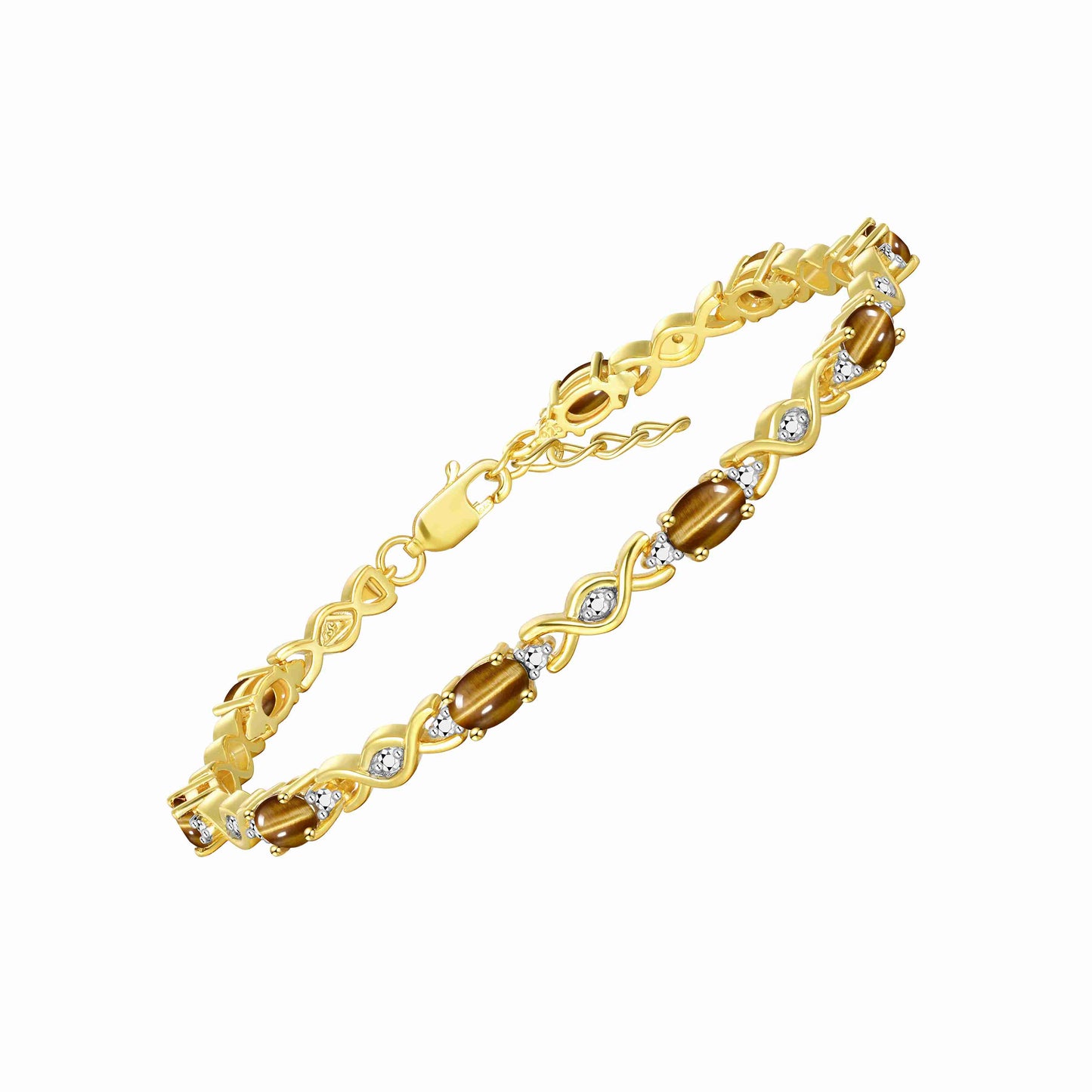 RYLOS Bracelets for Women Yellow Gold Plated Silver XOXO Hugs & Kisses Tennis Bracelet Gemstone &  Diamonds Adjustable to Fit 7"-8" Wrist, 10 Gorgeous 6X4MM Jewelry for Women Friendship Bracelets