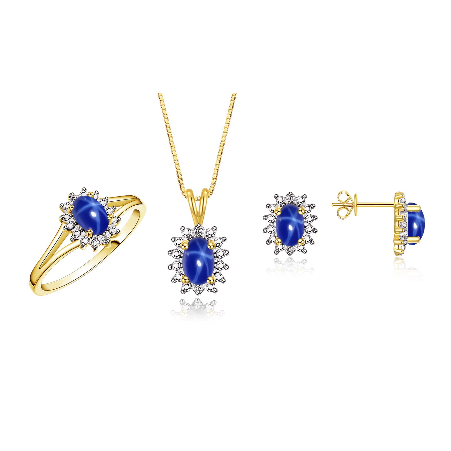 RYLOS Women's 14K Yellow Gold Birthstone Set: Ring, Earring & Pendant Necklace. Gemstone &  Diamonds, 6X4MM Birthstone. Perfectly Matching Friendship Gold Jewelry. Sizes 5-10