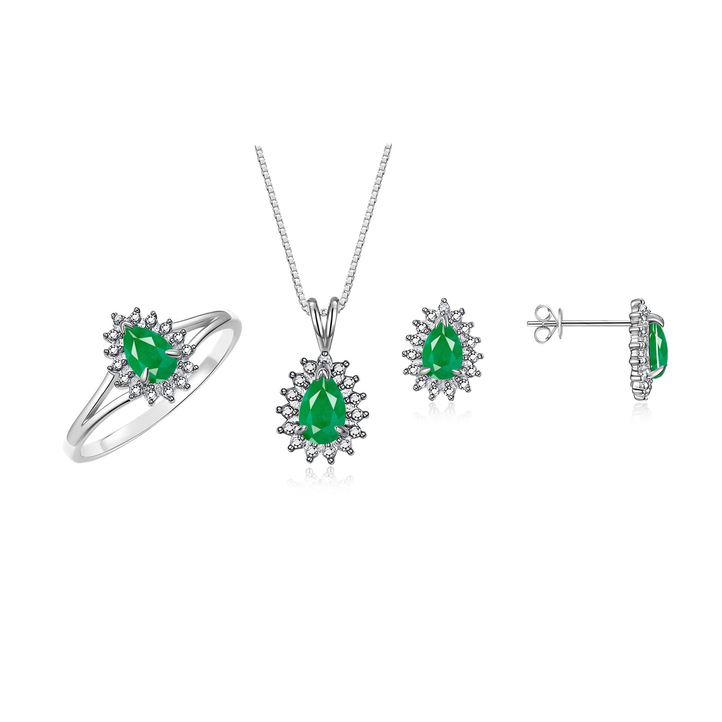 RYLOS Women's Sterling Silver Birthstone Set: Ring, Earring & Pendant Necklace. Gemstone & Diamonds, Pear Tear Drop Shape 6X4MM Birthstone. Perfectly Matching Friendship Jewelry. Sizes 5-10.