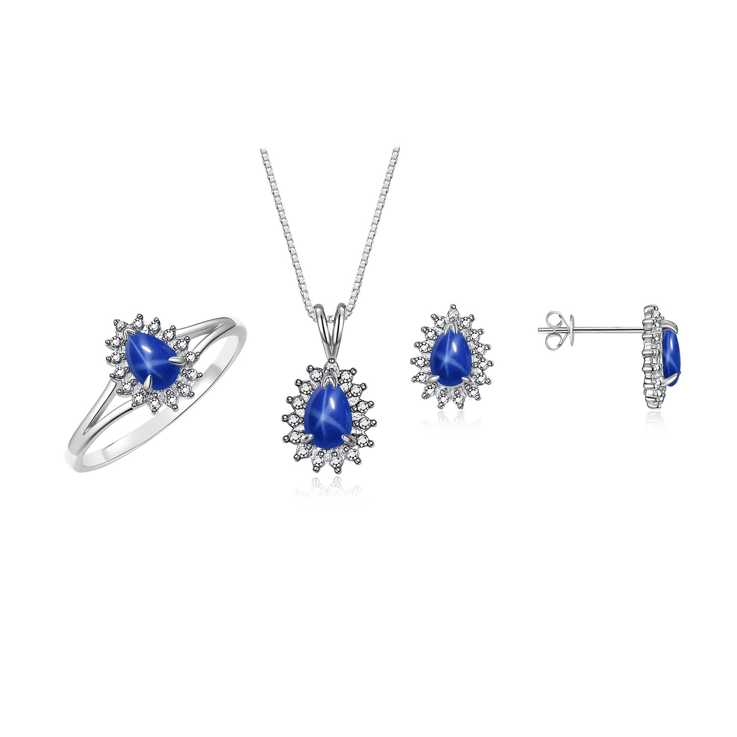 RYLOS Women's Sterling Silver Birthstone Set: Ring, Earring & Pendant Necklace. Gemstone & Diamonds, Pear Tear Drop Shape 6X4MM Birthstone. Perfectly Matching Friendship Jewelry. Sizes 5-10.