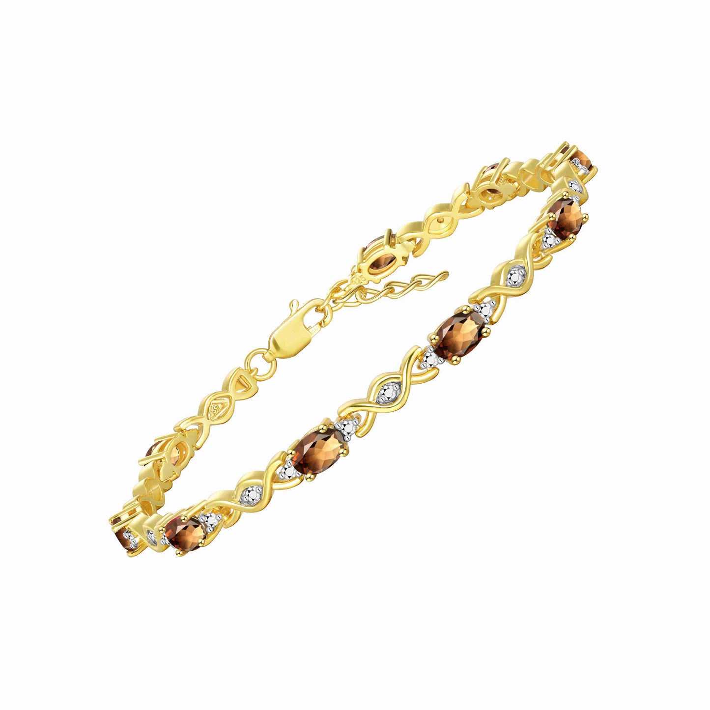 RYLOS Bracelets for Women Yellow Gold Plated Silver XOXO Hugs & Kisses Tennis Bracelet Gemstone &  Diamonds Adjustable to Fit 7"-8" Wrist, 10 Gorgeous 6X4MM Jewelry for Women Friendship Bracelets