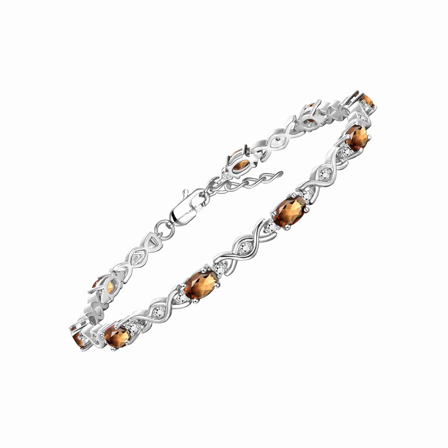 RYLOS Bracelets for Women 925 Sterling Silver XOXO Hugs & Kisses Tennis Bracelet Gemstone &  Diamonds Adjustable to Fit 7"-8" Wrist, 10 Gorgeous 6X4MM Jewelry for Women Friendship Bracelets