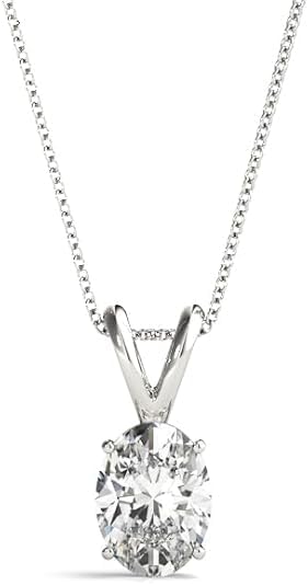 The Diamond Deal 2–5 Carat Lab-Grown Diamond Solitaire Pendant Necklace in 14K White or Rose Gold with 18 Inch Gold Chain