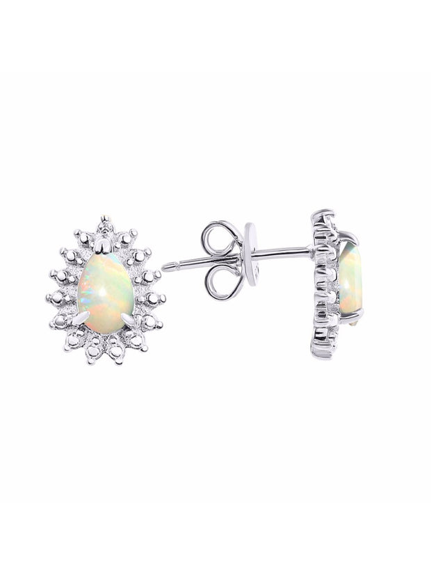 RYLOS Sterling Silver Halo Stud Earrings - 6X4MM Pear Shape Gemstone & Diamonds - Exquisite Birthstone Jewelry