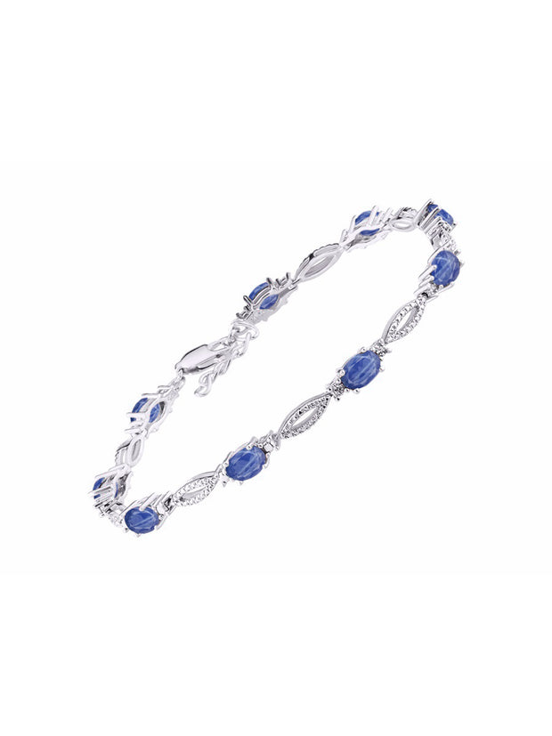 Rylos Tennis Bracelet with 6x4MM Birthstone Gemstones & Diamonds Sterling Silver 925 - Adjustable to 7-8" for Women - Friendship and Elegance in One.