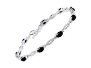 Rylos Tennis Bracelet with 6x4MM Birthstone Gemstones & Diamonds Sterling Silver 925 - Adjustable to 7-8" for Women - Friendship and Elegance in One.