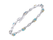 Rylos Tennis Bracelet with 6x4MM Birthstone Gemstones & Diamonds Sterling Silver 925 - Adjustable to 7-8" for Women - Friendship and Elegance in One.