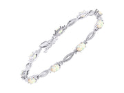 Rylos Tennis Bracelet with 6x4MM Birthstone Gemstones & Diamonds Sterling Silver 925 - Adjustable to 7-8" for Women - Friendship and Elegance in One.