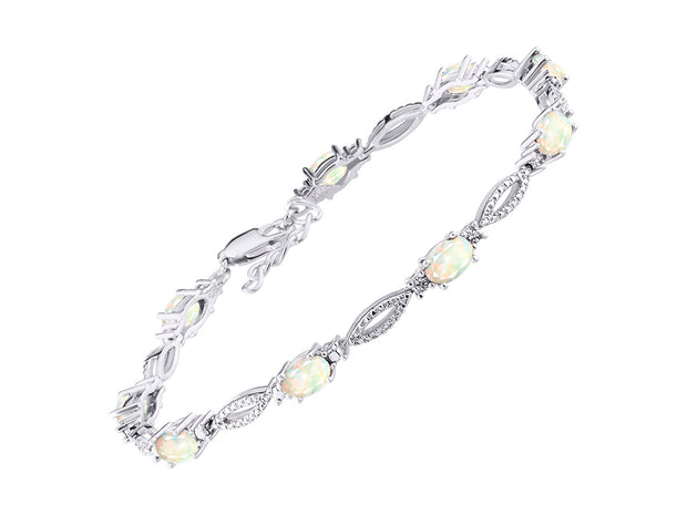 Rylos Tennis Bracelet with 6x4MM Birthstone Gemstones & Diamonds Sterling Silver 925 - Adjustable to 7-8" for Women - Friendship and Elegance in One.