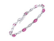 Rylos Tennis Bracelet with 6x4MM Birthstone Gemstones & Diamonds Sterling Silver 925 - Adjustable to 7-8" for Women - Friendship and Elegance in One.