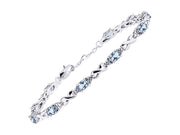 RYLOS Bracelets for Women 925 Silver XO Hugs & Kisses Tennis Bracelet Gemstone & Genuine Diamonds Adjustable to Fit 7"-8" Wrist, 10 Gorgeous  6X4MM Jewelry for Women Friendship Bracelets