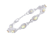 RYLOS Bracelets for Women 925 Silver Tennis Bracelet Gemstones & Halo of Diamonds Adjustable to Fit 7"-8" Wrist ,  9 Gorgeous  6X4MM Jewelry for Women Friendship Bracelets