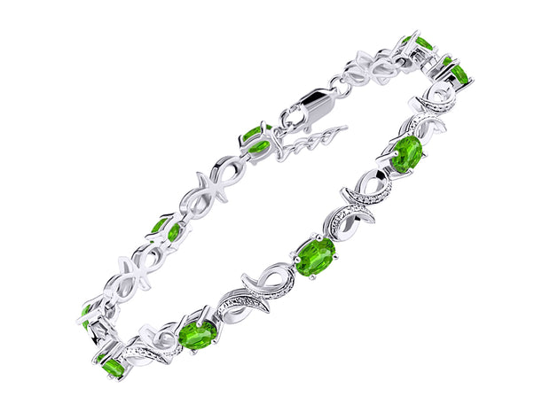 Rylos Bracelets for Women 925 Sterling Silver Infinity Tennis Bracelet Gemstone & Diamonds Adjustable to Fit 7"-8" Wrist, 9 Gorgeous 6X4MM Jewelry for Women Friendship Bracelets